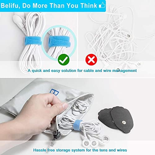 Belifu Dual Channel TENS EMS Unit 24 Modes Muscle Stimulator for Pain Relief Therapy, Electronic Pulse Massager Muscle Massager with 10 Pads, Dust-Proof Drawstring Storage Bag,Fastening Cable Ties… - Image 5