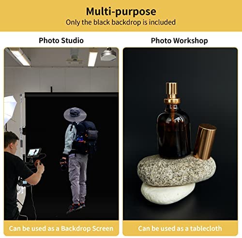 Meking 6.5 x 6.5 ft Portrait Photography Backdrop, Black Velvet Fabric Wrinkle Resistant Background for Television Photo Video Studio Product Shooting - Image 5