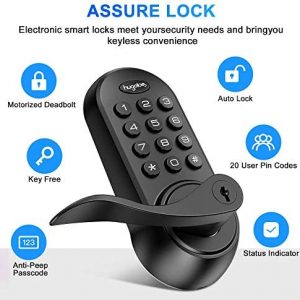 Hugolog Latchbolt Lock Electronic,Keyless Entry Door Lock, Keypad Door Lock with Handle, Easy to Install High Security Material for Metal Home & Office