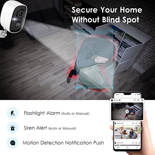 Security Camera Wireless Outdoor, 1080P Color Night Vision AI Motion Detection 2-Way Talk Battery Powered WiFi Home Indoor Camera IP65 Weatherproof Spotlight Siren Alarm Cloud/SD Storage - Image 4