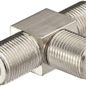 wlaniot F Type Splitter 3 Way F-Type Female to 2 Female Coaxial Connector Adapter T-Shape for TV Video VCR Antenna TV Cable Satellite Tuner Antenna 2pcs
