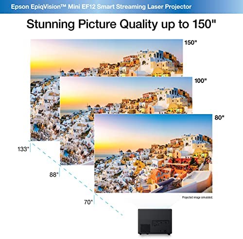 Epson EpiqVision Mini EF12 Smart Streaming Laser Projector, HDR, Android TV, Portable, sound by Yamaha, 3LCD, Full HD 1080p, 1000 lumens Color and White Brightness Bluetooth support Black Small - Image 4