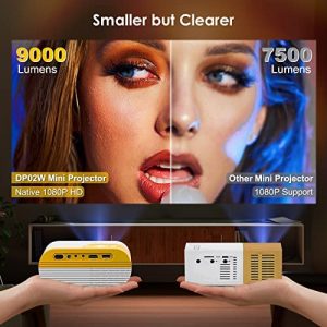 Mini Projector, Native 1080P 9000Lm Portable Outdoor Projector, YOWHICK Movie Projector 4K Supported, Video Projector with HDMI, USB, AV and Aux Ports for Laptop, TV Stick, PS5, Switch, Smartphone