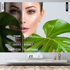 TENKER Native 1080P Projector, 7500L High Brightness Full HD Outdoor Movie Projector, 200″ Giant Screen LCD Video Projector, Portable Mini Projector for Cartoon, Compatible w/Laptop/PC/DVD/TV