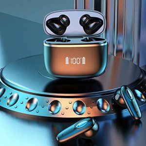 True Wireless Bluetooth 5.1 Headphones, Waterproof Light-Weight HiFi Stereo Touch Control Noise Cancelling Earbuds Built-in Microphone with LED Display Charging Case for iOS & Android