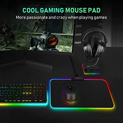 Hcman RGB Gaming Mouse Pad, Small Mousepad 340×245×3mm, PC Gaming Accessories LED Mouse Mat for Desk, Mouse Pads for Computer Gamer - Black - Image 4