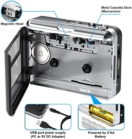 DIGITNOW Cassette Player, Portable USB Cassette to MP3 Converter, Walkman Audio Music Cassette Tape to Digital Converter Player with Earphones, No PC Required - Image 4