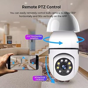 1080P Light Bulb Camera, Wireless 2.4GHz WiFi Home Security Camera, 360° Surveillance Cam with Motion Detection Alarm Night Vision Light Socket Camera(NO SD Card)