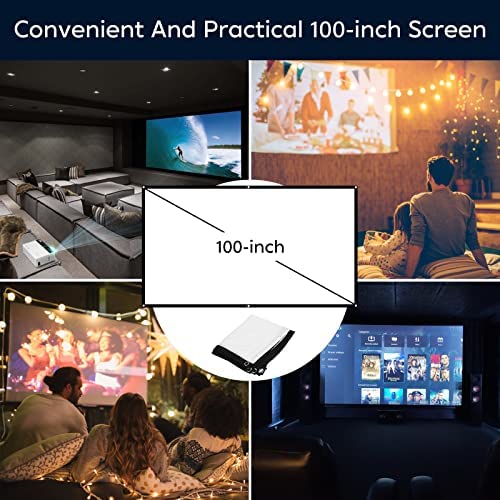 DRJ Upgrade 7500Lumens Mini Projector Outdoor Movie Projector with 100Inch Projector Screen, Full HD 1080P Projector Supported, Compatible with TV Stick, Video Games, HDMI, USB, TF, VGA, AUX, AV, PS4 - Image 2
