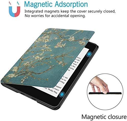 QIYI Case Fits Kindle Paperwhite 10th Generation 2018 Released Flowers Print eBook Reader Covers Smart Accessories PU Leather Covers with Auto Wake / Sleep - Apricot Tree in Blossom - Image 3