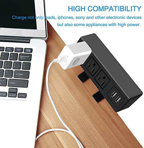 CCCEI 3 Outlet Desk Clamp Power Strip with USB Ports, Desktop Power Strip Surge Protector 1200J. Desk Mount Charging Power Station, on Desk Edge Power Outlet 125V 12A 1500W. - Image 6