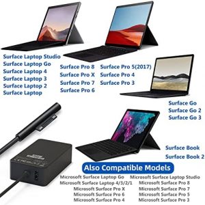 Surface Pro Surface Laptop Charger,65W Charger [Updated Version] Compatible with Surface Pro 8/Pro X/Pro 7/Pro 6/Pro 5/Pro 4/Pro 3,Surface Laptop 4/3/2/1,Surface Book, Surface Go 3/2/1 and Travel case