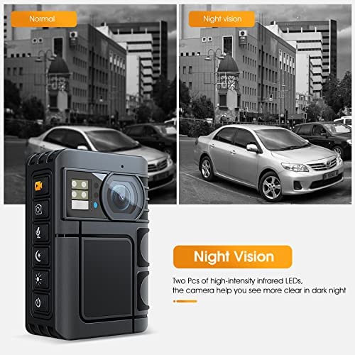 Oncheer 1080P Police Body Camera: Portable Night Vision Audio Video Cam with 64G SD Card, Waterproof Wearable Security Bodycam, Loop Recording 10h Recorder for Law Enforcement - Image 3