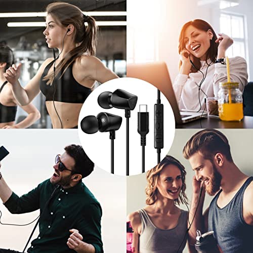 TITACUTE USB C Headphone for Samsung S22 Ultra S21 S20 FE Galaxy Z Flip 3 4 Fold A53 Digital Type C Earphone with Microphone Noise Canceling Wired Earbuds for iPad Pro Air Mini Pixel 6 5 OnePlus Black - Image 7
