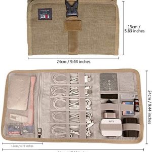 Electronic Organizer, BUBM Travel Cable Bag/USB Drive Shuttle Case/Electronics Accessory Organizer for Home Office, coffee
