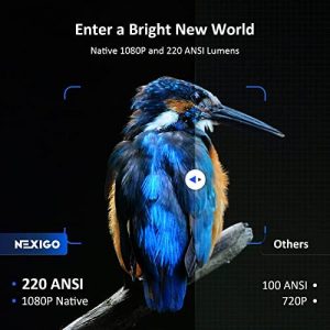 NexiGo WiFi Bluetooth Projector PJ10 [220ANSI – Over 8000 Lux Brightness] Native 1080P Movie Projector, Dolby_Sound Support, Remote, Compatible with Phone, Computer, HDMI, USB, AV Interfaces