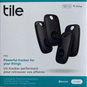 Tile Pro (2022) 4-Pack. Powerful Bluetooth Tracker, Keys Finder and Item Locator for Keys, Bags, and More; Up to 400 ft Range. Water-Resistant. Phone Finder. iOS and Android Compatible.