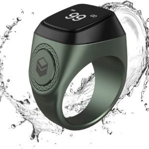 Equantu Qibla Ring Prayer Counter , Waterproof Smart Tasbih Qibla Ring Muslim Prayer, Islamic Prayer Time Reminder, OLED Display Tasbih Counter, Wearable Technology Smart Ring