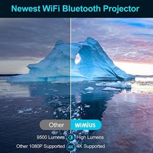 5G WiFi Bluetooth Projector, WiMiUS Top K8 480 ANSI LM Full HD Projector 4K Supported Native 1080P 4P/4D Keystone, 50% Zoom, Bluetooth 5.1 Outdoor Video Projector for PC Smartphone USB (200000H)