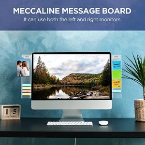 MECCALINE Monitor Memo Board – 2-Piece Desktop Monitor Sticky Note Holder, Paper Holder – Easy to Use PET Computer Message Board for Picture, Reminder – Computer Monitor Accessories – Office Supplies