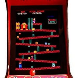 Doc and Pies Arcade Factory Classic Home Arcade Machine – Tabletop and Bartop – 412 Retro Games – Full Size LCD Screen, Buttons and Joystick (Red)