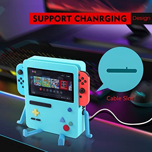 GRAPMKTG Charging Stand for Nintendo Switch OLED Accessories Portable Dock Compatible Cute Holder Playstand Video Game Room Decor Protector Gift Men Women Kids Boys Girls Adults Pink - Image 4