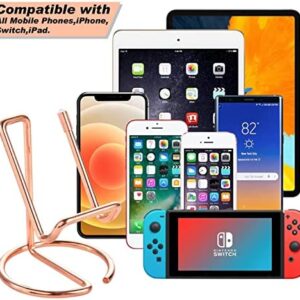 ROPOSY Cell Phone Stand for Desk, Cute Metal Rose Gold Cell Phone Stand Holder Desk Accessories, Compatible with All Mobile Phones, iPhone, Switch, iPad
