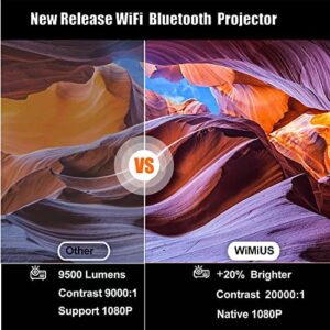 5G WiFi Bluetooth 4K Projector, WiMiUS K1 Outdoor Video Projector Native 1920×1080 LED Projector Support 60Hz 4P/4D Keystone, Zoom 500″ Screen PPT 150,000H Works with PC DVD PS5 Smartphones