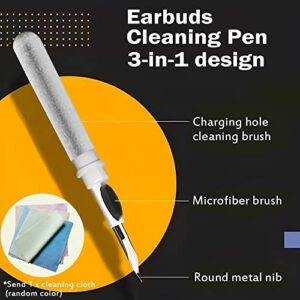 Bluetooth Earbuds Cleaning Pen, Multifunction Airpods Pro Cleaner Kit with Soft Brush for Wireless Earphones Bluetooth Headphones Charging Box Accessories, Computer, Camera and Mobile Phone (White)