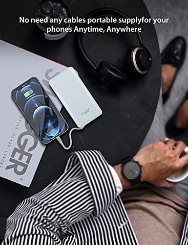 TG90 10000mah Power Bank External Battery Packs, Portable Charger with Built-in Lightning and Type-C Cable for Cell Phone Battery Backup, Portable Phone Charger Compatible with iPhone, Android Phones - Image 6