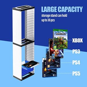 Video Game Storage Stand Tower for PS5/ PS4/ Xbox Series S & X/ Xbox one Game, Universal Game Disc Holder Vertical Stand Organizer Tower