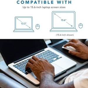 LapGear Home Office Lap Desk with Device Ledge, Mouse Pad, and Phone Holder – Silver Carbon – Fits Up to 15.6 Inch Laptops – Style No. 91585