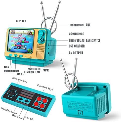 WELLST·G Retro Video Games Console for Kids Adults Built-in 308 Classic Electronic Game 3.0'' Screen Mini TV Games Console Support TV Output and USB Charging Birthday Xmas Gift for Boys Girl 4-12 - Image 2