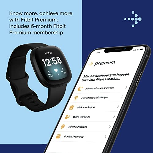 Fitbit Versa 3 Health & Fitness Smartwatch with GPS, 24/7 Heart Rate, Alexa Built-in, 6+ Days Battery, Black/Black, One Size (S & L Bands Included) - Image 6