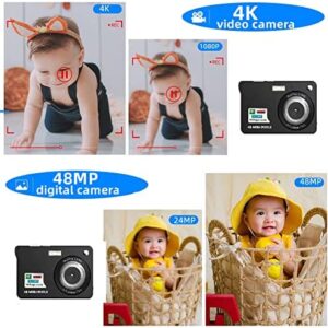 Digital Camera 2.7K Video Camera Compact Camera 48MP YouTube Camera Rechargeable 16x Digital Zoom Beginner Pocket Camera