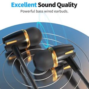 Earbuds Wired with Microphone Pack of 5, Noise Isolating in-Ear Headphones, Powerful Heavy Bass, High Definition, Earphones Compatible with iPhone, iPod, iPad, MP3, Samsung, and Most 3.5mm Jack