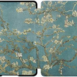 QIYI Case Fits Kindle Paperwhite 10th Generation 2018 Released Flowers Print eBook Reader Covers Smart Accessories PU Leather Covers with Auto Wake / Sleep – Apricot Tree in Blossom