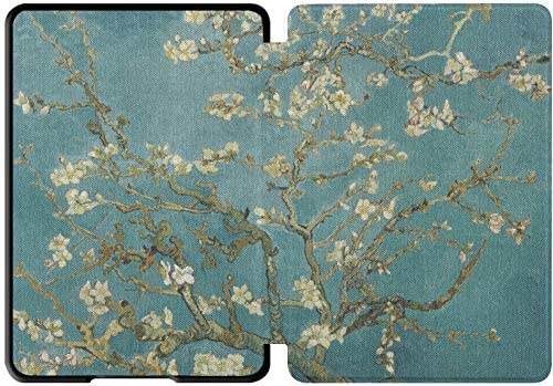 QIYI Case Fits Kindle Paperwhite 10th Generation 2018 Released Flowers Print eBook Reader Covers Smart Accessories PU Leather Covers with Auto Wake / Sleep - Apricot Tree in Blossom - Image 2