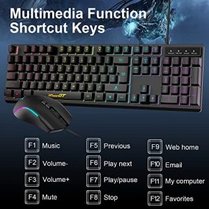 Gaming Keyboard and Mouse Combo with Mouse Pad,RaceGT 3 in 1 Gaming Wired Keyboard RGB Backlit Mechanical Feeling ,7 Button 6400DPI Wired Gaming Mouse,PC Accessories Compatible for Computer PC Laptop