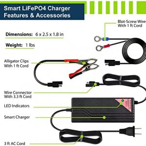 ExpertPower 12V 5A Smart Charger for Lithium LiFePO4 Deep Cycle Rechargeable Batteries