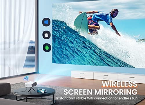 WiFi Mini Projector, ACROJOY 9000 Lumens Video Projector w/ Tripod, HD 1080P & 240" Display Supported, Portable Movie Outdoor Projector Compatible with TV Stick, HDMI, VGA, TF, AV, USB, iOS & Android… - Image 2