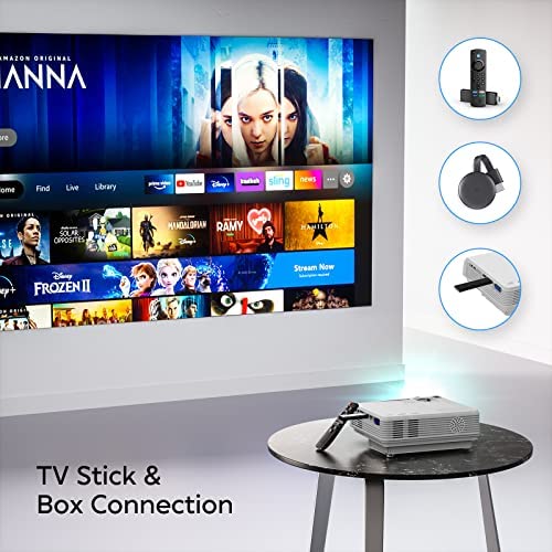 DRJ Upgrade 7500Lumens Mini Projector Outdoor Movie Projector with 100Inch Projector Screen, Full HD 1080P Projector Supported, Compatible with TV Stick, Video Games, HDMI, USB, TF, VGA, AUX, AV, PS4 - Image 6