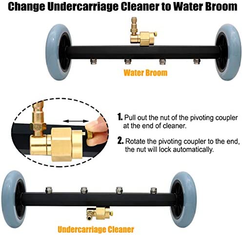 ZALALOVA Pressure Washer Undercarriage Cleaner, 16 Inch Power Washer Surface Cleaner Attachments, Under Car Wash Water Broom w/ 2 Pcs Extension Wand 1 Pc 60¡ã Angled Wand, 4000 PSI - Image 3