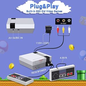 OKHAHA Mini Classic Game System Retro Video Game Console with Built in 620 Games, Preloaded Old School Entertainment System Classic Edition, Gifts for Kids, AV Out, Plug & Play