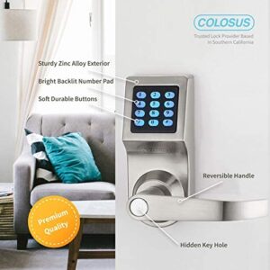 Colosus NDL302 Keyless Electronic Digital Smart Door Lock, Keypad – Smartcode Security, Grant & Control Access for Home, Office (Silver – 4 Key Fobs)