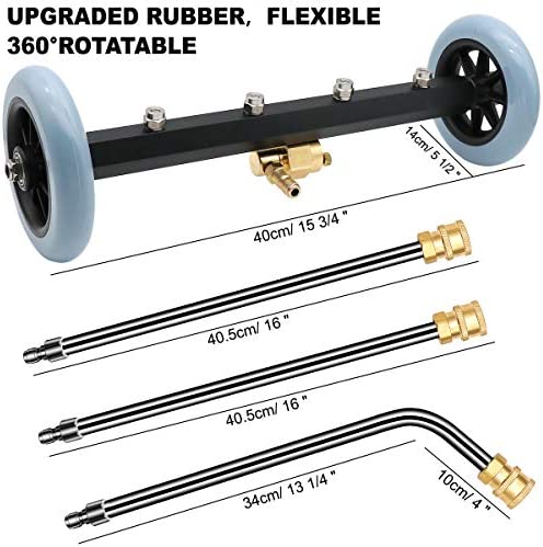 ZALALOVA Pressure Washer Undercarriage Cleaner, 16 Inch Power Washer Surface Cleaner Attachments, Under Car Wash Water Broom w/ 2 Pcs Extension Wand 1 Pc 60¡ã Angled Wand, 4000 PSI - Image 5