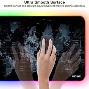rnairni Extended RGB Gaming Mouse Pad, Extra Large Gaming Mouse Mat for Gamer, Waterproof Office Desktop Mat with 10 Lighting Mode, for PC Computer RGB Keyboard Mouse – 31.5” x 15in x 4mm(Map)