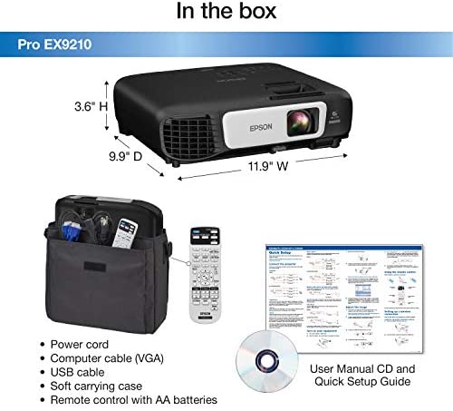 Epson Pro EX9210 1080p+ WUXGA 3,400 lumens color brightness (color light output) 3,400 lumens white brightness (white light output) wireless HDMI MHL 3LCD projector - Image 4