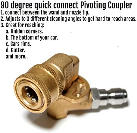 Pressure Washer Gun Accessories Kit: 4000 PSI Power Washer Wand Attachment w/High Pressure Extension, Pivot Connector, Male Adapter Parts & Quick Connect Water Spray Nozzles for Car Wash or Concrete - Image 8