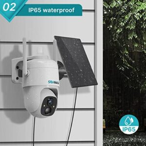 【2K, AI】 CQ1 Wireless Camera Outdoor,SOVMIKU Solar WiFi Battery Power Security Camera,3MP 360° PTZ Surveillance Camera with 2 Way Audio Spotlights Color Night Vision Smart Detection,Vicohome App